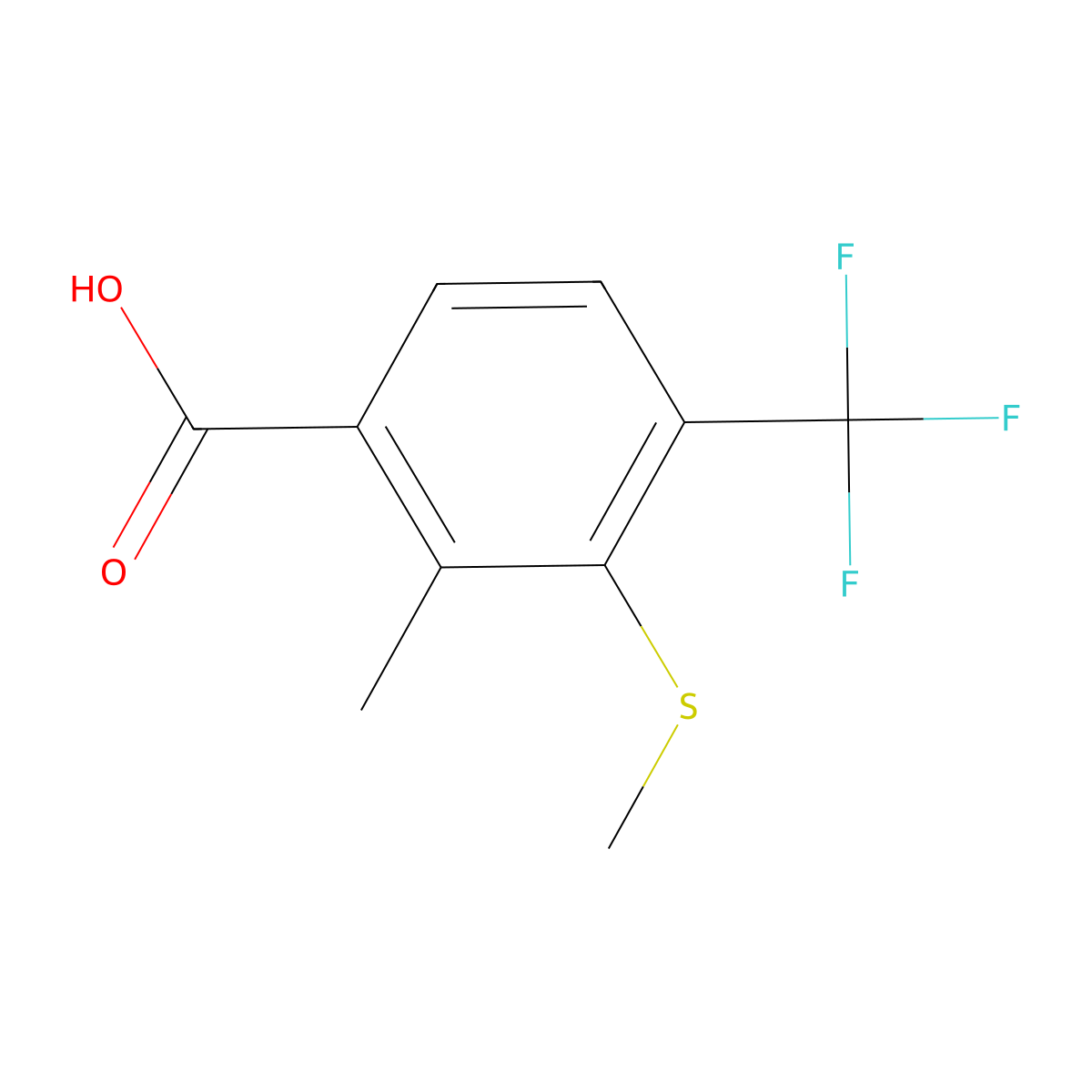 2-Methyl-3-(methylthio)-4-(trifluoromethyl)benzoic acid molecular structure, CAS 1070761-71-5