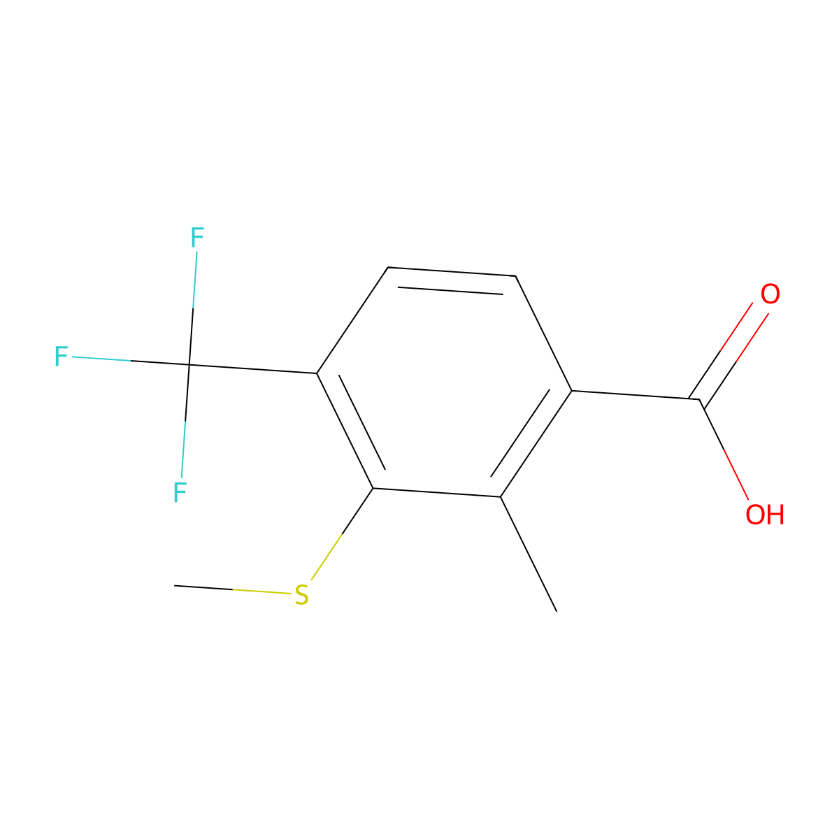 2-Methyl-3-(methylthio)-4-(trifluoromethyl)benzoic acid molecular structure, CAS 1070761-71-5