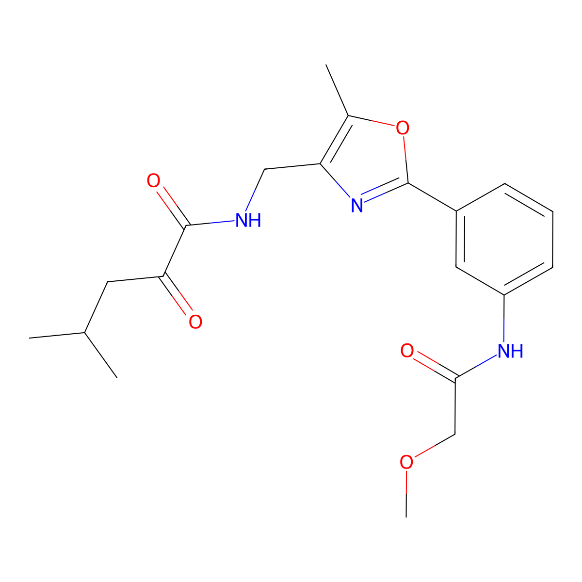 Pentanamide, N-[[2-[3-[(2-methoxyacetyl)amino]phenyl]-5-methyl-4-oxazolyl]methyl]-4-methyl-2-oxo- molecular structure, CAS 1070761-79-3