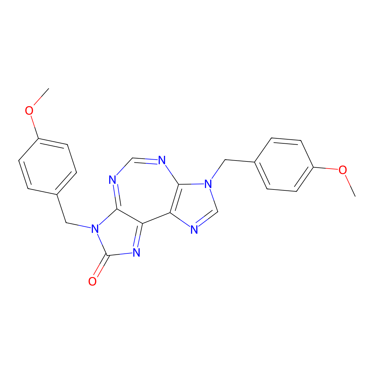 3,7-dihydro-3,7-bis((4-methoxyphenyl)methyl)-2H-diimidazo(4,5-d:4',5'-f)(1,3)diazepin-2-one molecular structure, CAS 1070773-09-9
