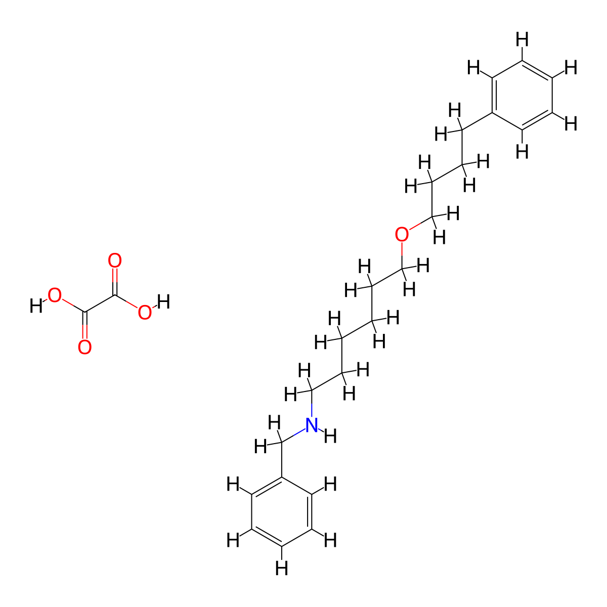 (6-(4-Phenylbutoxy)hexyl)benzylamine oxalate molecular structure, CAS 1070788-08-7