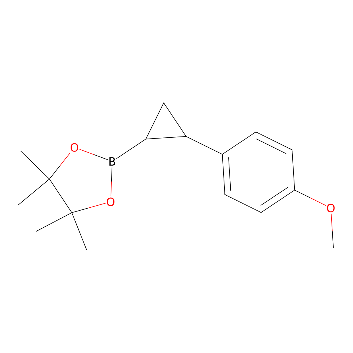 2-((1R,2R)-2-(4-methoxyphenyl)cyclopropyl)-4,4,5,5-tetramethyl-1,3,2-dioxaborolane molecular structure, CAS 1070797-18-0