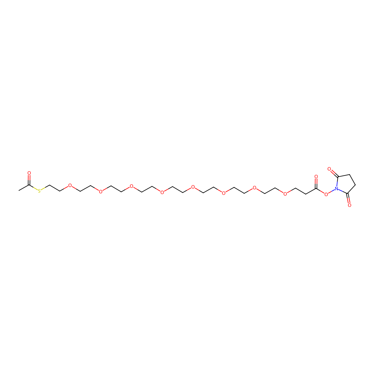 dPEG(R)8-SATA (S-acetyl-dPEG(R)8-NHS ester) molecular structure, CAS 1070798-99-0