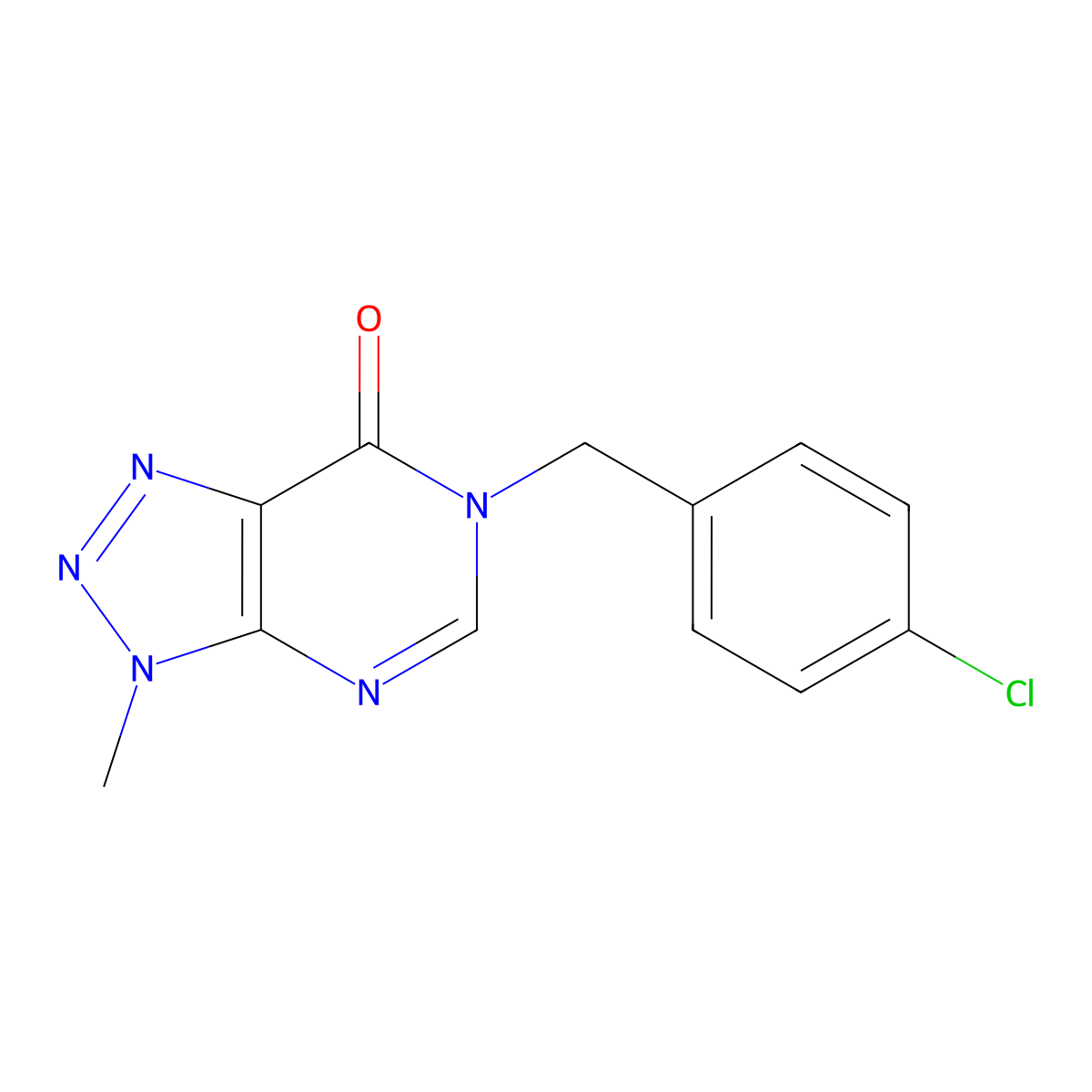 6-[(4-chlorophenyl)methyl]-3-methyl-3H,6H,7H-[1,2,3]triazolo[4,5-d]pyrimidin-7-one molecular structure, CAS 1070806-94-8