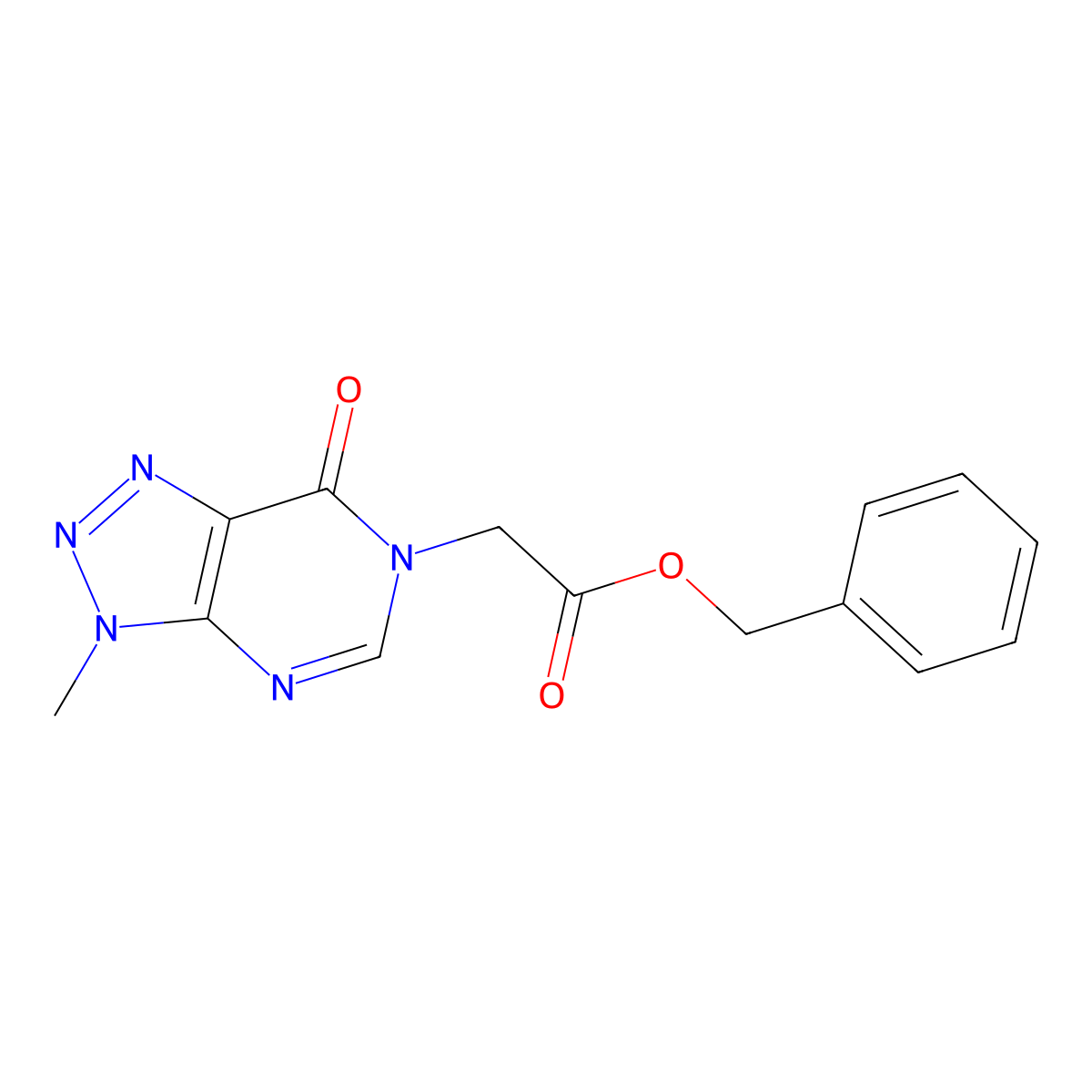 benzyl 2-{3-methyl-7-oxo-3H,6H,7H-[1,2,3]triazolo[4,5-d]pyrimidin-6-yl}acetate molecular structure, CAS 1070806-99-3