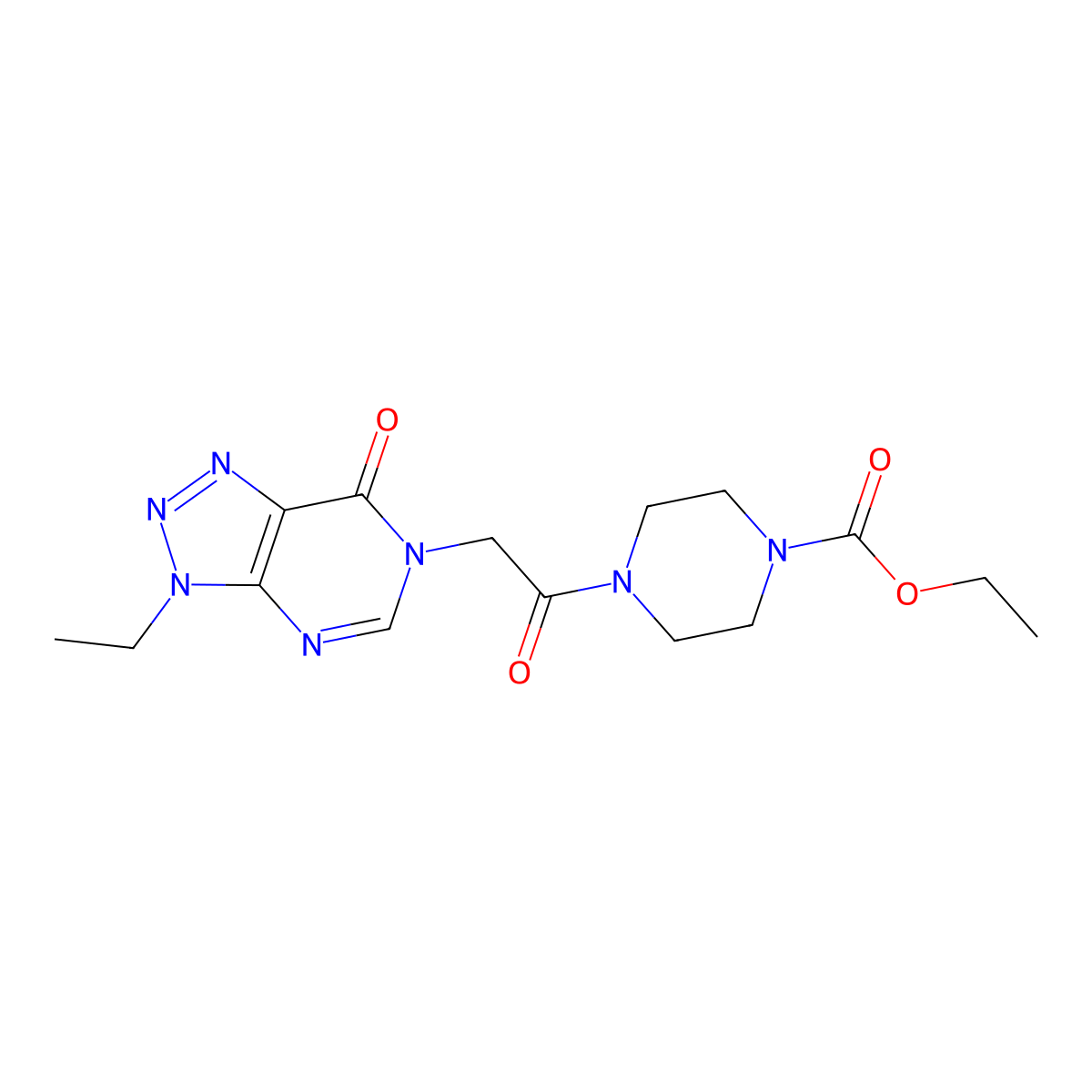 ethyl 4-(2-(3-ethyl-7-oxo-3H-[1,2,3]triazolo[4,5-d]pyrimidin-6(7H)-yl)acetyl)piperazine-1-carboxylate molecular structure, CAS 1070807-04-3