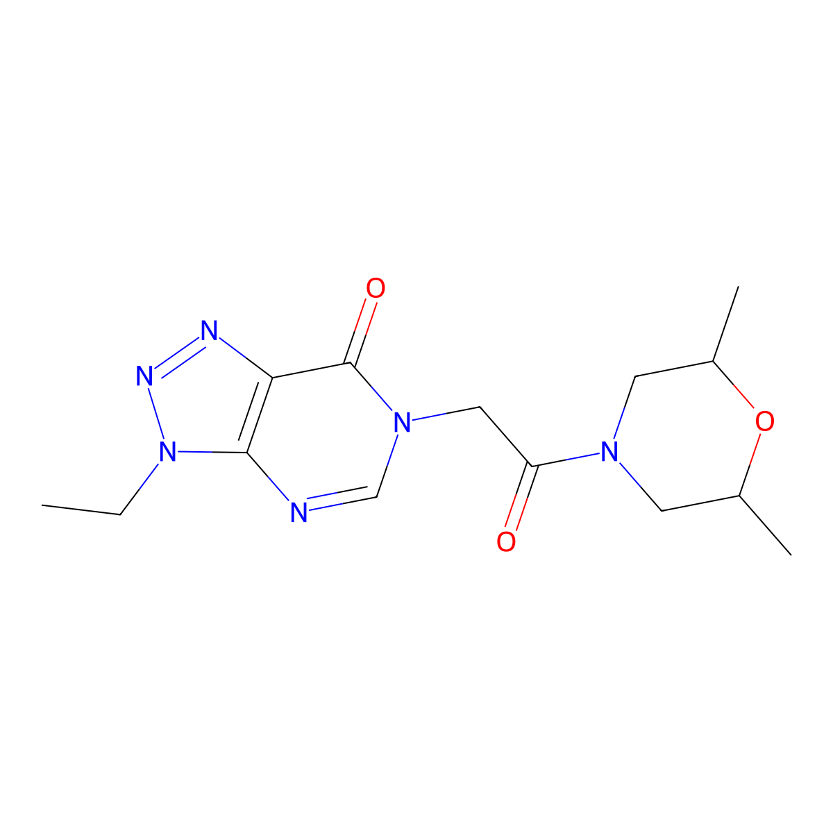 6-(2-(2,6-dimethylmorpholino)-2-oxoethyl)-3-ethyl-3H-[1,2,3]triazolo[4,5-d]pyrimidin-7(6H)-one molecular structure, CAS 1070807-22-5