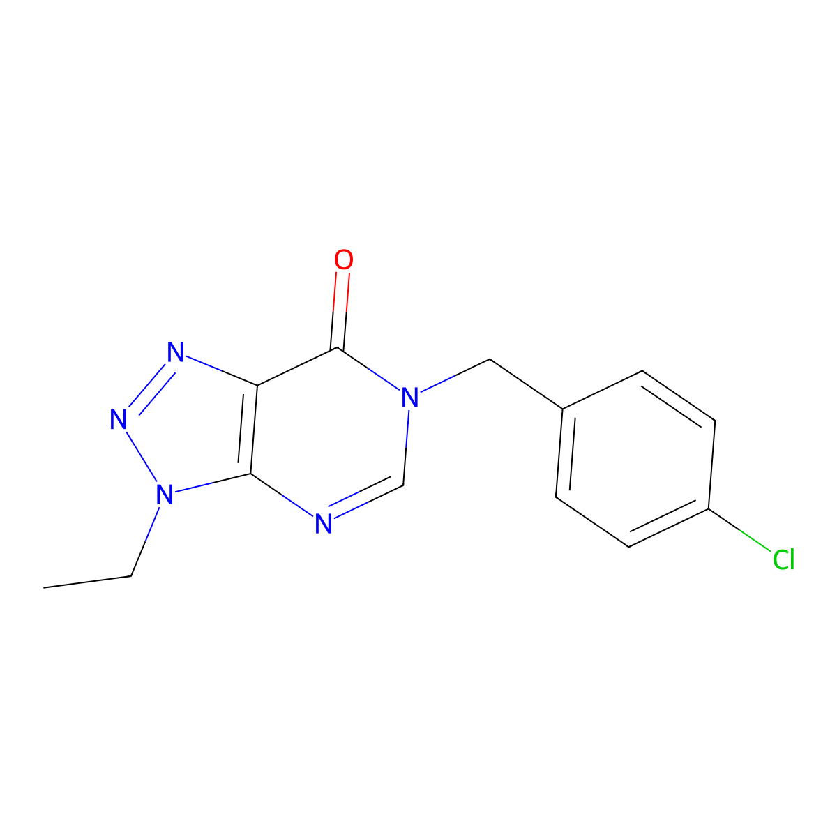 6-(4-chlorobenzyl)-3-ethyl-3H-[1,2,3]triazolo[4,5-d]pyrimidin-7(6H)-one molecular structure, CAS 1070807-25-8