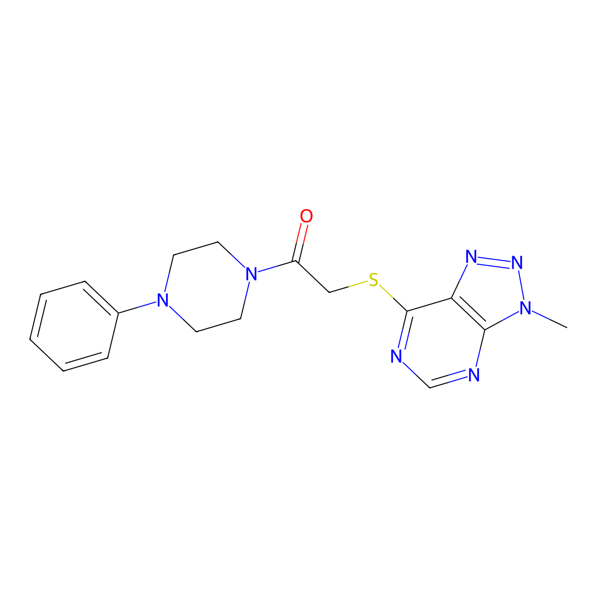 2-({3-methyl-3H-[1,2,3]triazolo[4,5-d]pyrimidin-7-yl}sulfanyl)-1-(4-phenylpiperazin-1-yl)ethan-1-one molecular structure, CAS 1070807-34-9