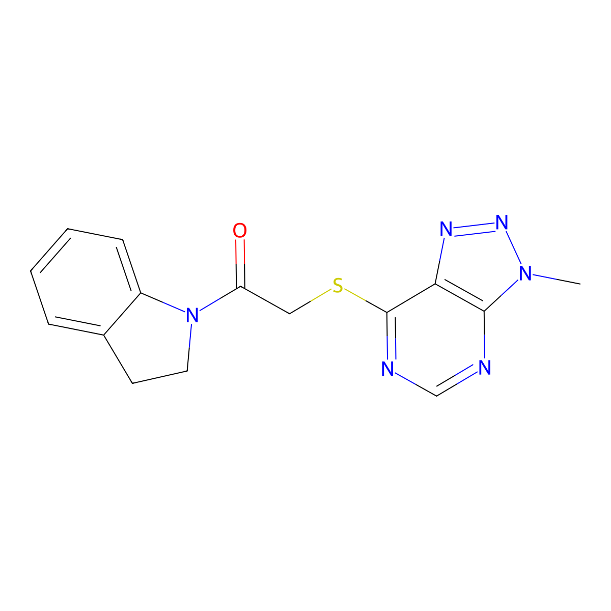 1-(2,3-dihydro-1H-indol-1-yl)-2-({3-methyl-3H-[1,2,3]triazolo[4,5-d]pyrimidin-7-yl}sulfanyl)ethan-1-one molecular structure, CAS 1070807-35-0