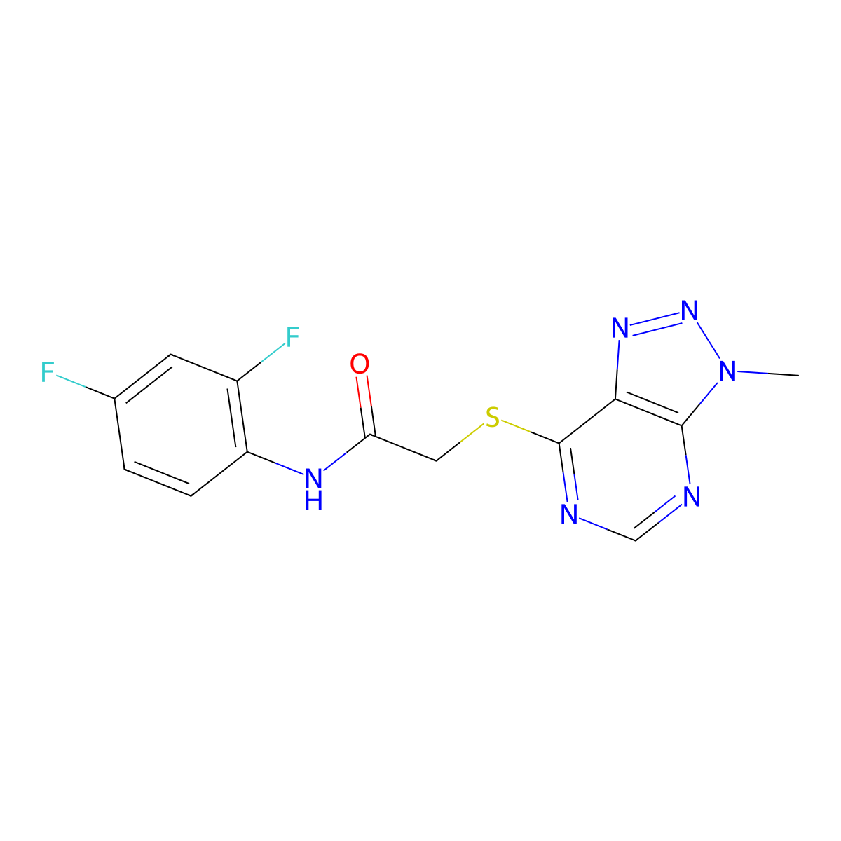 N-(2,4-difluorophenyl)-2-((3-methyl-3H-[1,2,3]triazolo[4,5-d]pyrimidin-7-yl)thio)acetamide molecular structure, CAS 1070807-40-7