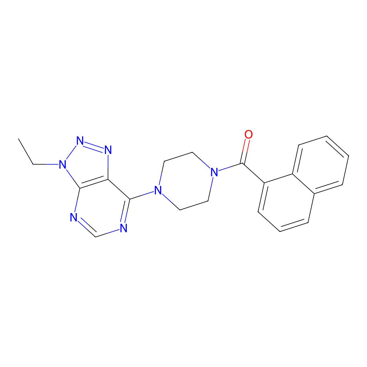 1-{3-ethyl-3H-[1,2,3]triazolo[4,5-d]pyrimidin-7-yl}-4-(naphthalene-1-carbonyl)piperazine molecular structure, CAS 1070861-42-5