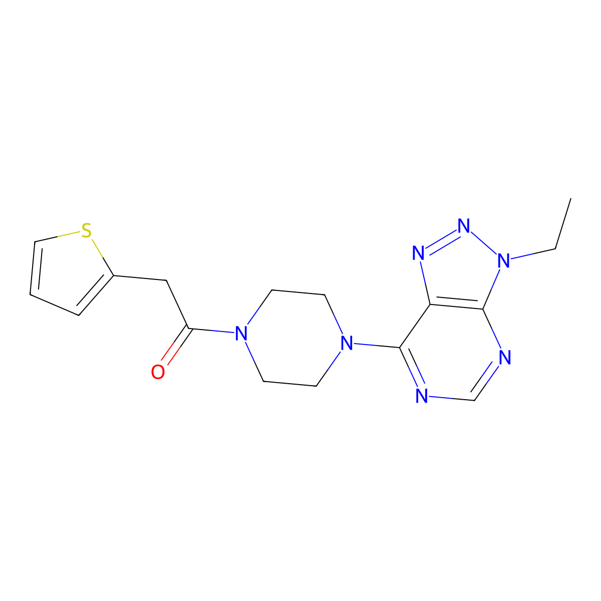 1-(4-{3-ethyl-3H-[1,2,3]triazolo[4,5-d]pyrimidin-7-yl}piperazin-1-yl)-2-(thiophen-2-yl)ethan-1-one molecular structure, CAS 1070861-51-6