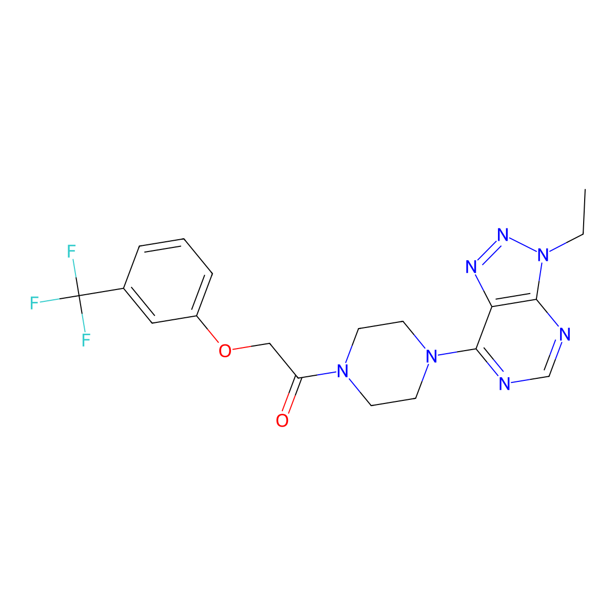 1-(4-{3-ethyl-3H-[1,2,3]triazolo[4,5-d]pyrimidin-7-yl}piperazin-1-yl)-2-[3-(trifluoromethyl)phenoxy]ethan-1-one molecular structure, CAS 1070861-62-9