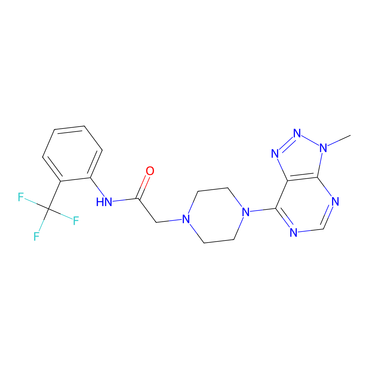 2-(4-{3-methyl-3H-[1,2,3]triazolo[4,5-d]pyrimidin-7-yl}piperazin-1-yl)-N-[2-(trifluoromethyl)phenyl]acetamide molecular structure, CAS 1070861-73-2