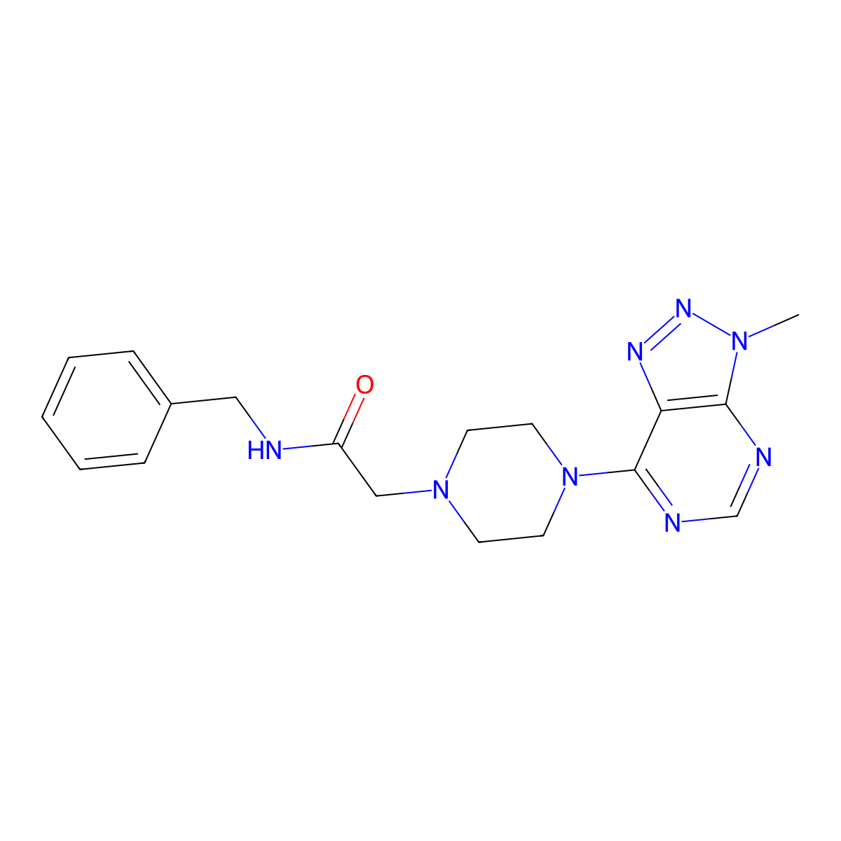N-benzyl-2-(4-(3-methyl-3H-[1,2,3]triazolo[4,5-d]pyrimidin-7-yl)piperazin-1-yl)acetamide molecular structure, CAS 1070861-77-6