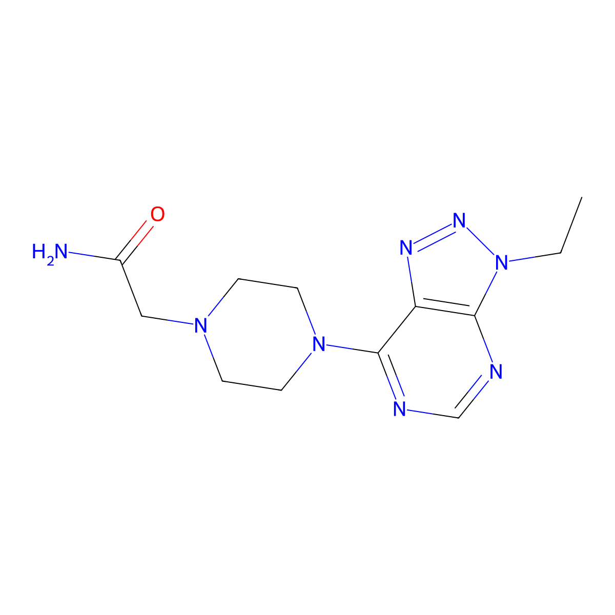 2-(4-{3-ethyl-3H-[1,2,3]triazolo[4,5-d]pyrimidin-7-yl}piperazin-1-yl)acetamide molecular structure, CAS 1070861-86-7
