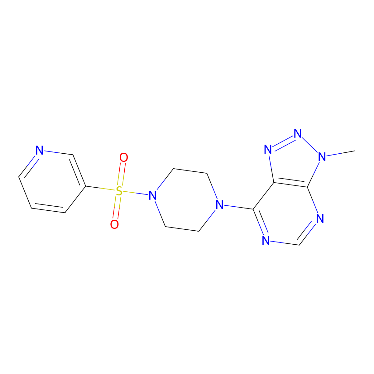 3-methyl-7-(4-(pyridin-3-ylsulfonyl)piperazin-1-yl)-3H-[1,2,3]triazolo[4,5-d]pyrimidine molecular structure, CAS 1070862-08-6