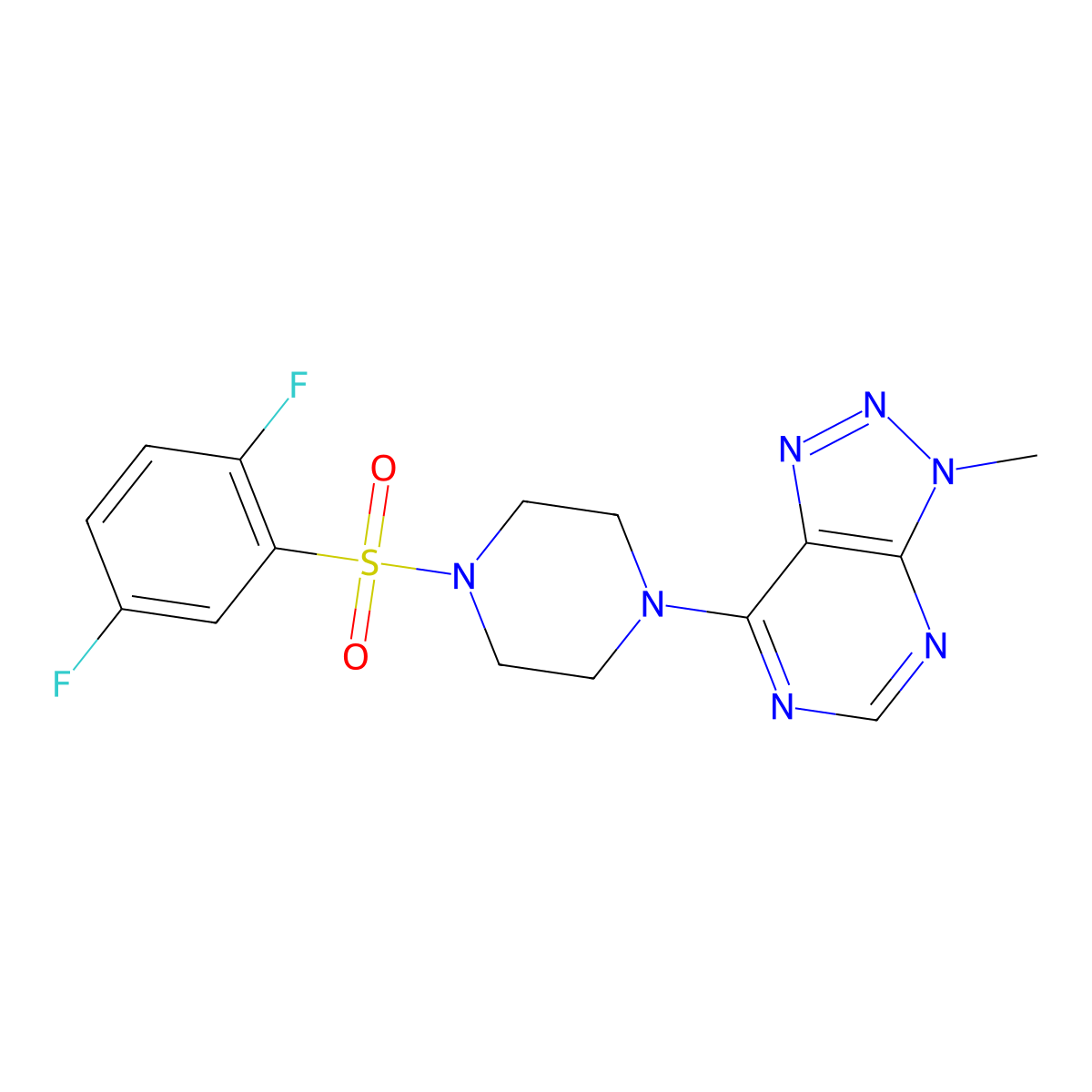 7-(4-((2,5-difluorophenyl)sulfonyl)piperazin-1-yl)-3-methyl-3H-[1,2,3]triazolo[4,5-d]pyrimidine molecular structure, CAS 1070862-09-7