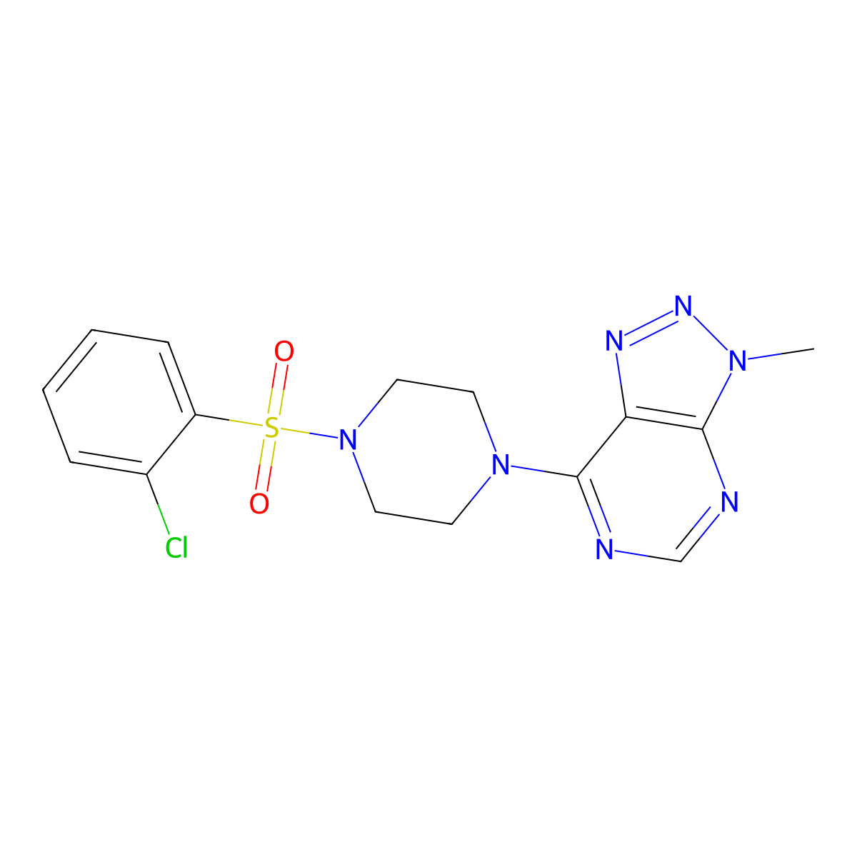 7-(4-((2-chlorophenyl)sulfonyl)piperazin-1-yl)-3-methyl-3H-[1,2,3]triazolo[4,5-d]pyrimidine molecular structure, CAS 1070862-10-0