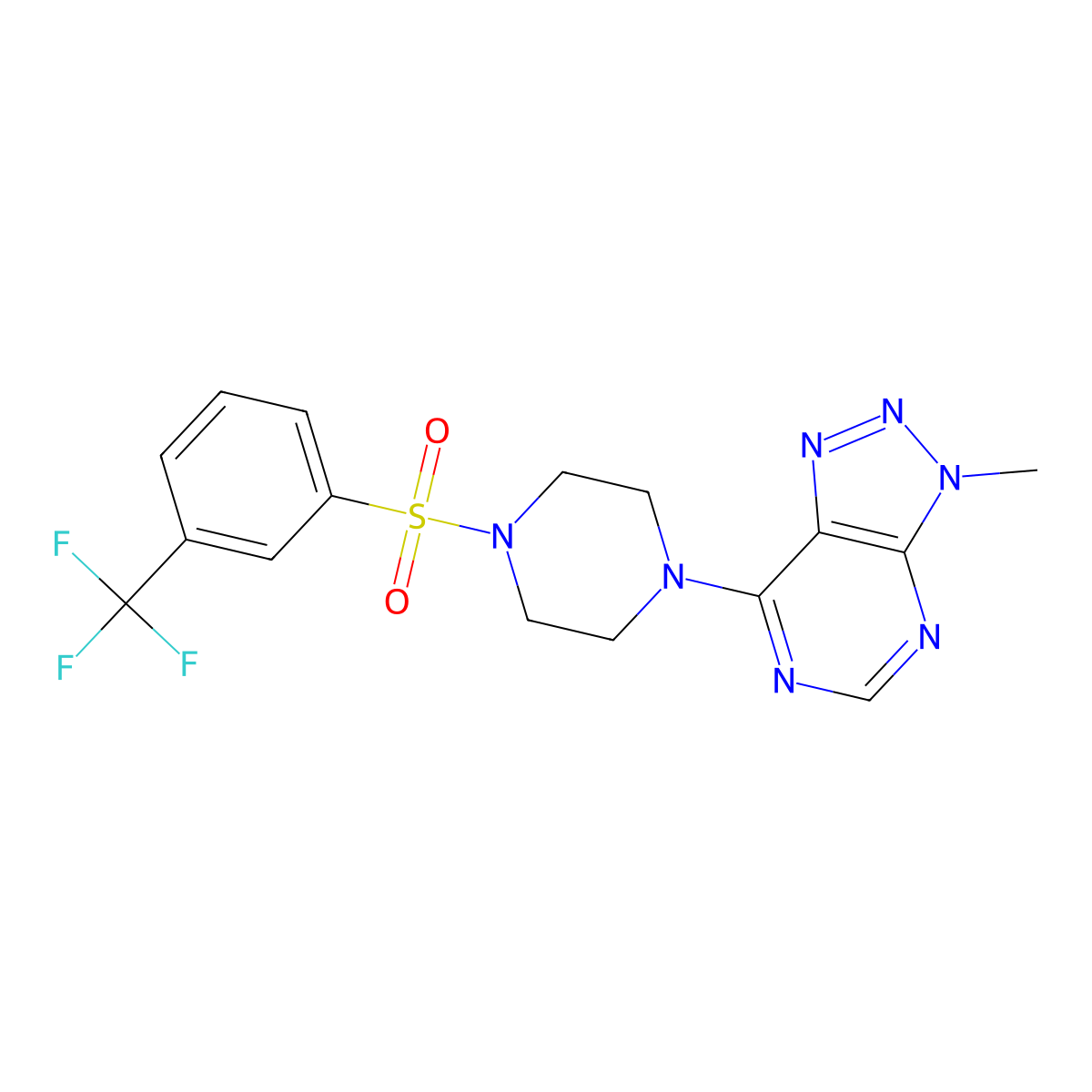 3-methyl-7-(4-((3-(trifluoromethyl)phenyl)sulfonyl)piperazin-1-yl)-3H-[1,2,3]triazolo[4,5-d]pyrimidine molecular structure, CAS 1070862-11-1