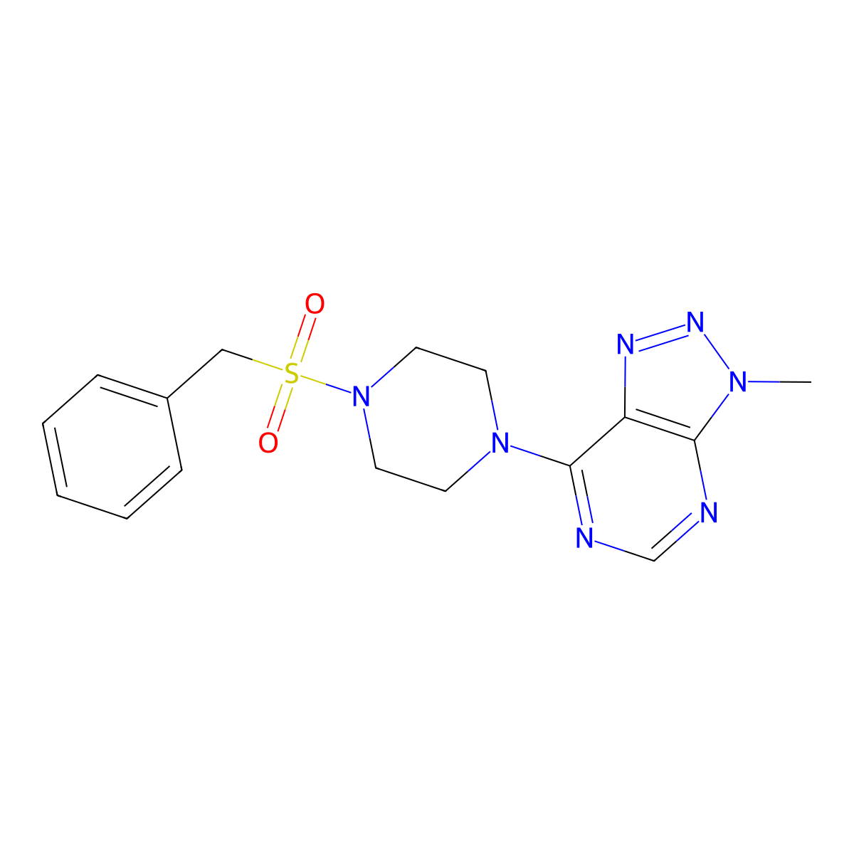 1-{3-methyl-3H-[1,2,3]triazolo[4,5-d]pyrimidin-7-yl}-4-phenylmethanesulfonylpiperazine molecular structure, CAS 1070862-13-3