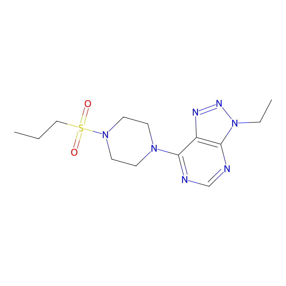 3-ethyl-7-(4-(propylsulfonyl)piperazin-1-yl)-3H-[1,2,3]triazolo[4,5-d]pyrimidine molecular structure, CAS 1070862-14-4