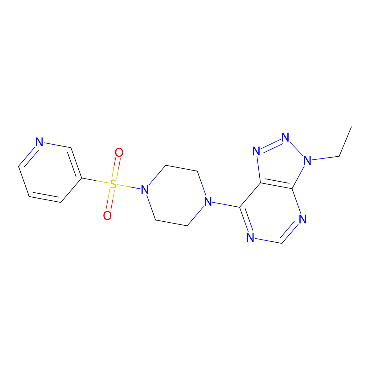 1-{3-ethyl-3H-[1,2,3]triazolo[4,5-d]pyrimidin-7-yl}-4-(pyridine-3-sulfonyl)piperazine molecular structure, CAS 1070862-17-7