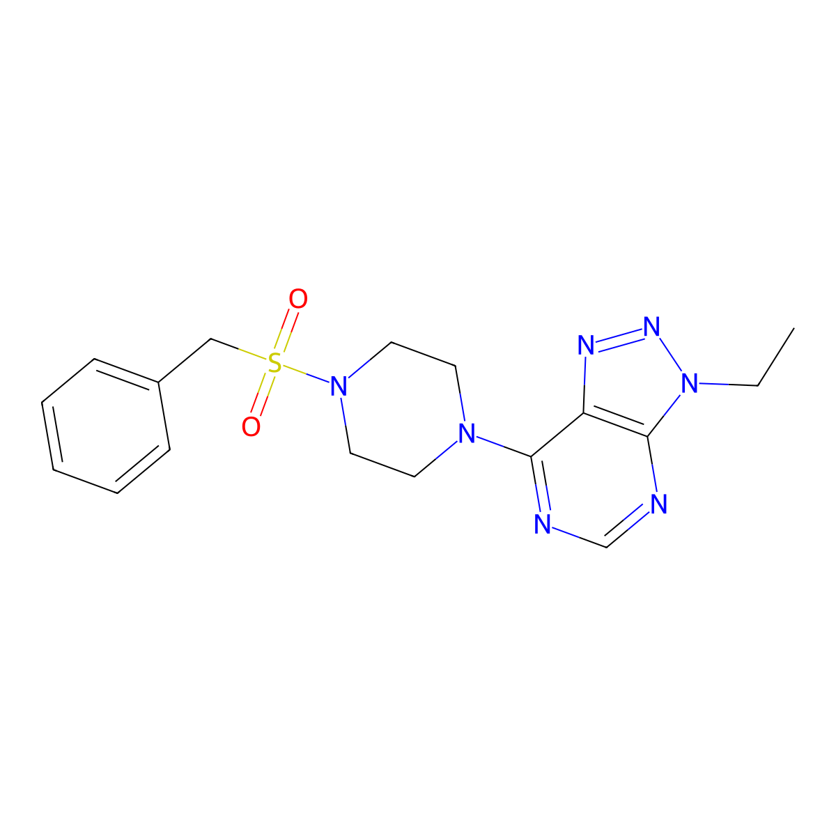 7-(4-(benzylsulfonyl)piperazin-1-yl)-3-ethyl-3H-[1,2,3]triazolo[4,5-d]pyrimidine molecular structure, CAS 1070862-22-4