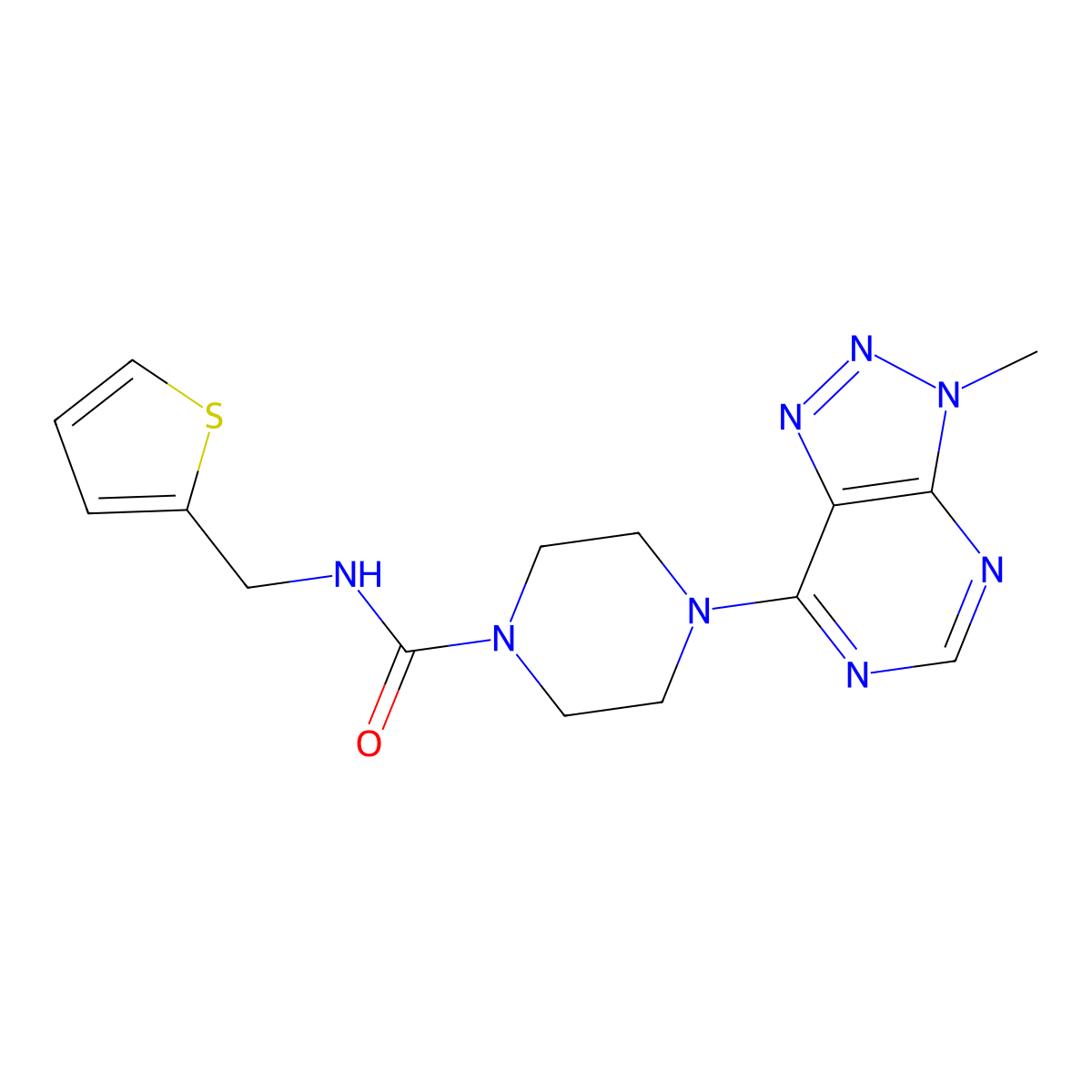 4-{3-methyl-3H-[1,2,3]triazolo[4,5-d]pyrimidin-7-yl}-N-[(thiophen-2-yl)methyl]piperazine-1-carboxamide molecular structure, CAS 1070862-30-4