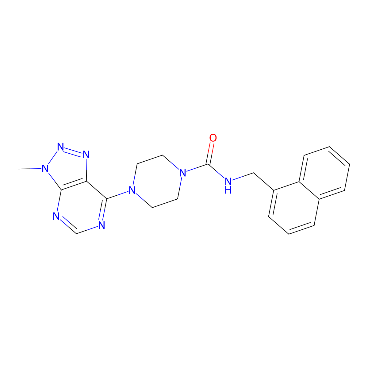 4-{3-methyl-3H-[1,2,3]triazolo[4,5-d]pyrimidin-7-yl}-N-[(naphthalen-1-yl)methyl]piperazine-1-carboxamide molecular structure, CAS 1070862-31-5