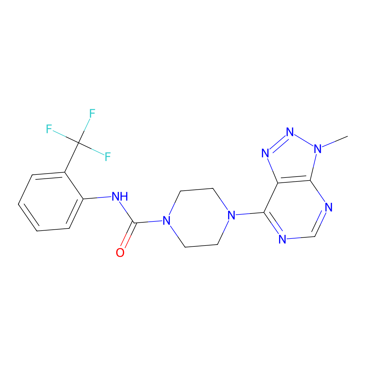4-{3-methyl-3H-[1,2,3]triazolo[4,5-d]pyrimidin-7-yl}-N-[2-(trifluoromethyl)phenyl]piperazine-1-carboxamide molecular structure, CAS 1070862-32-6