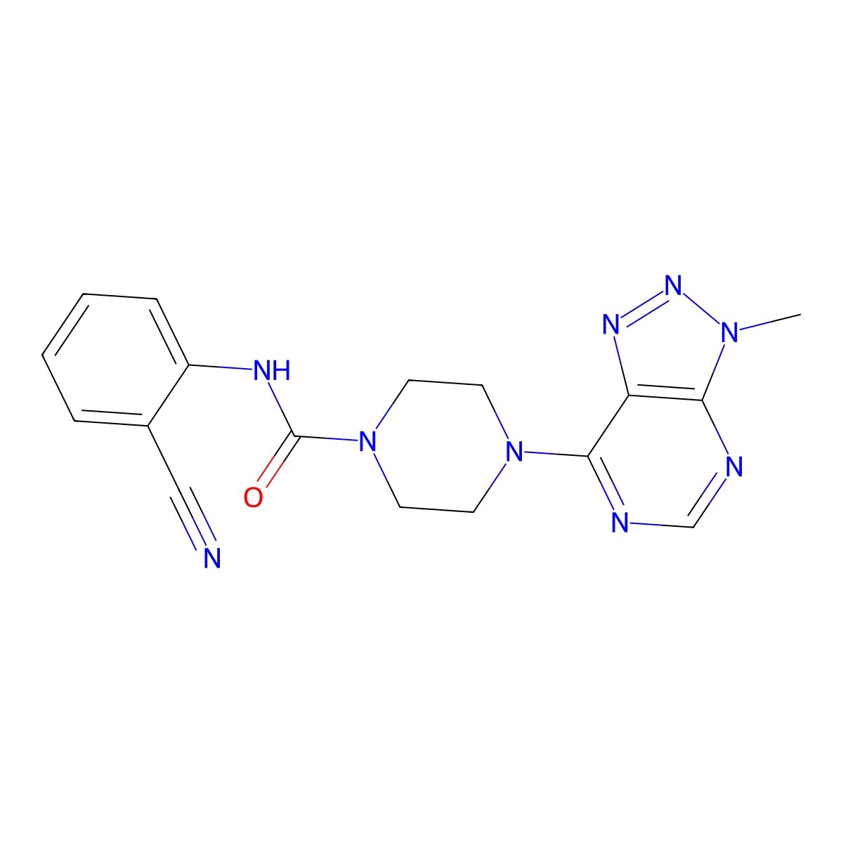 N-(2-cyanophenyl)-4-{3-methyl-3H-[1,2,3]triazolo[4,5-d]pyrimidin-7-yl}piperazine-1-carboxamide molecular structure, CAS 1070862-35-9