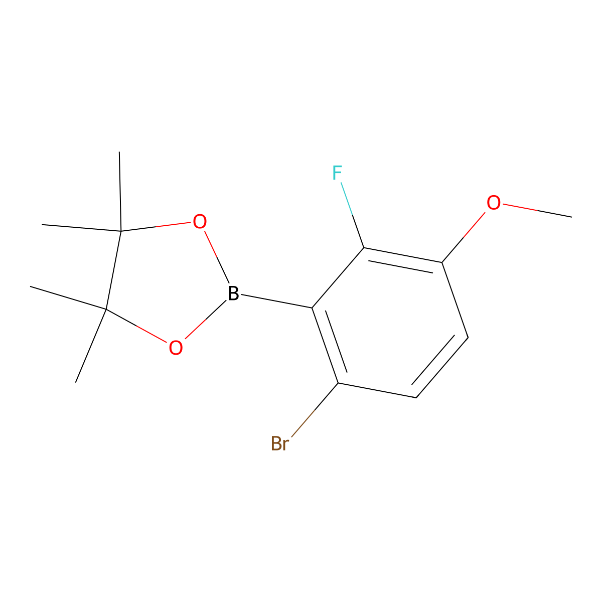 2-(6-Bromo-2-fluoro-3-methoxyphenyl)-4,4,5,5-tetramethyl-1,3,2-dioxaborolane molecular structure, CAS 1070871-08-7