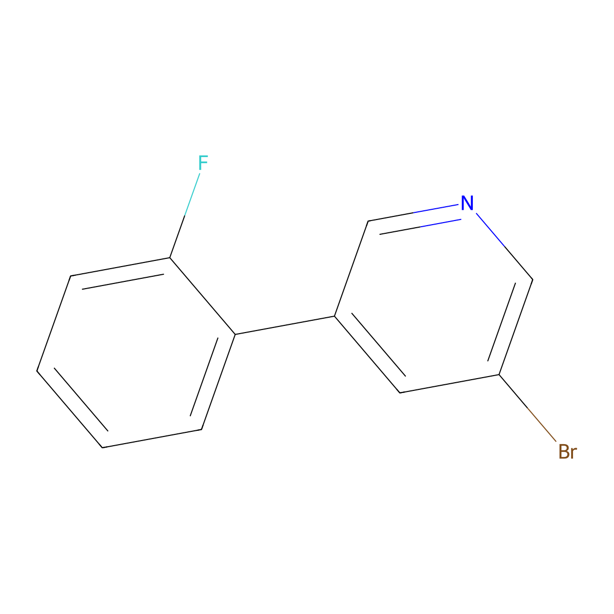 3-Bromo-5-(2-fluorophenyl)pyridine molecular structure, CAS 1070882-68-6