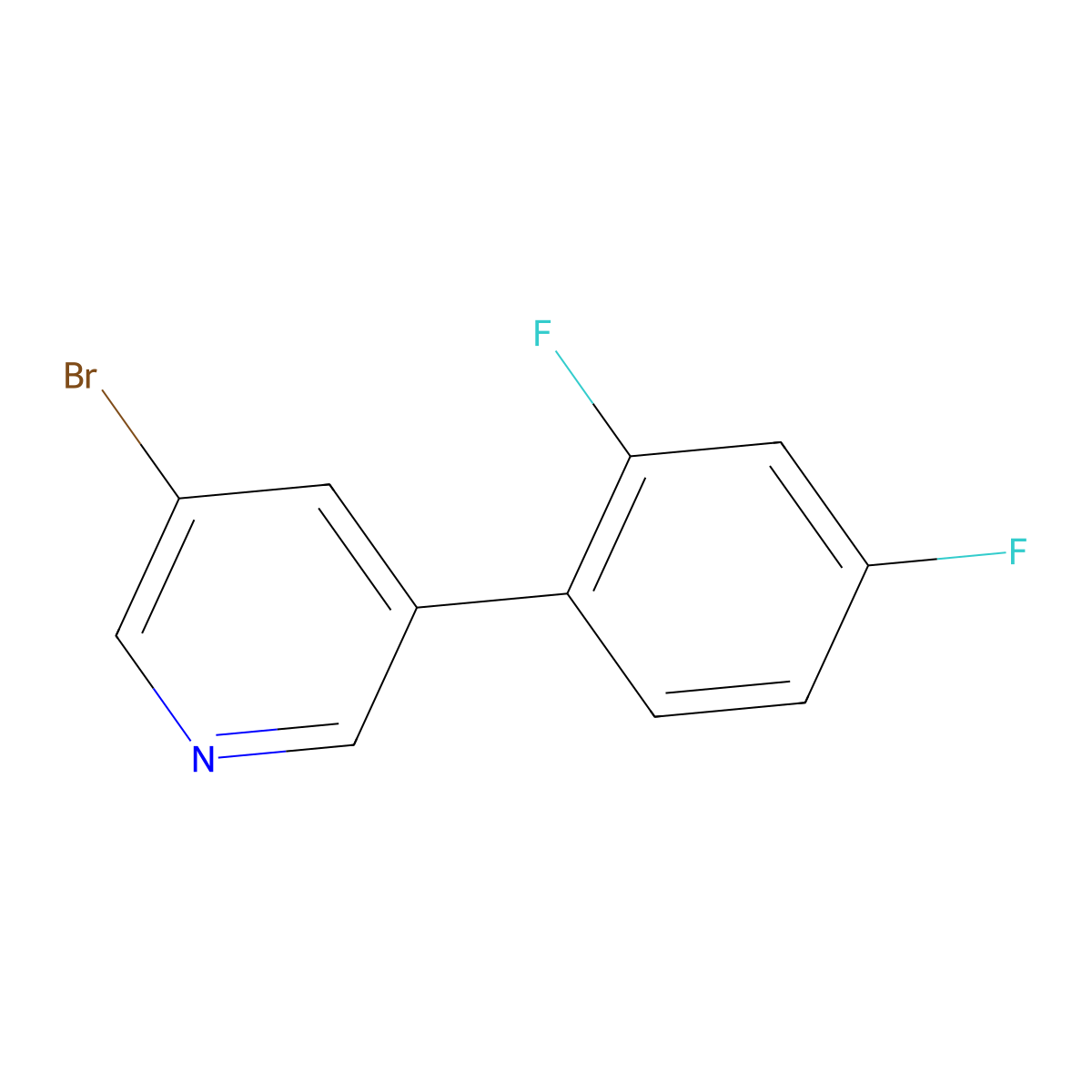 3-Bromo-5-(2,4-difluorophenyl)pyridine molecular structure, CAS 1070882-69-7