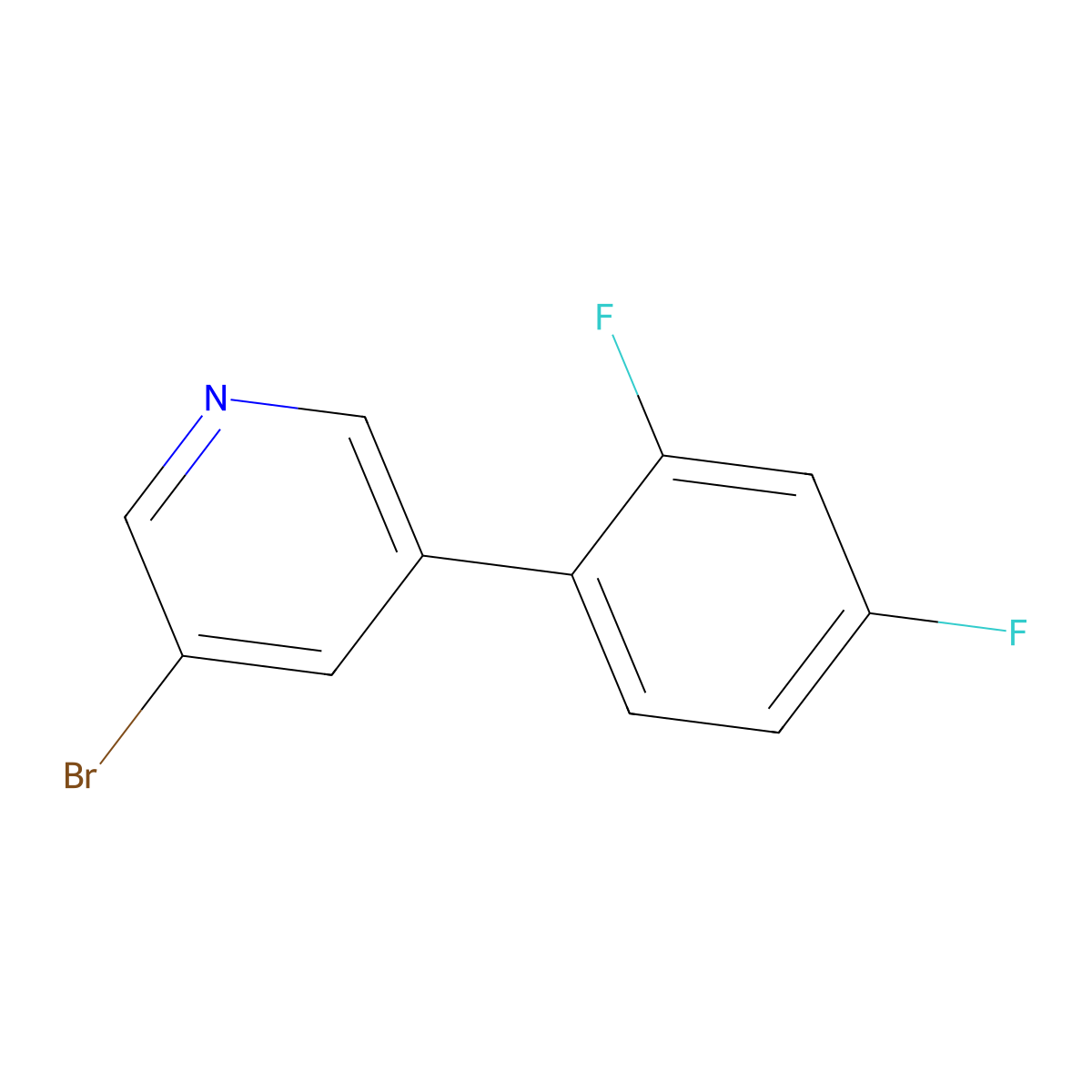 3-Bromo-5-(2,4-difluorophenyl)pyridine molecular structure, CAS 1070882-69-7