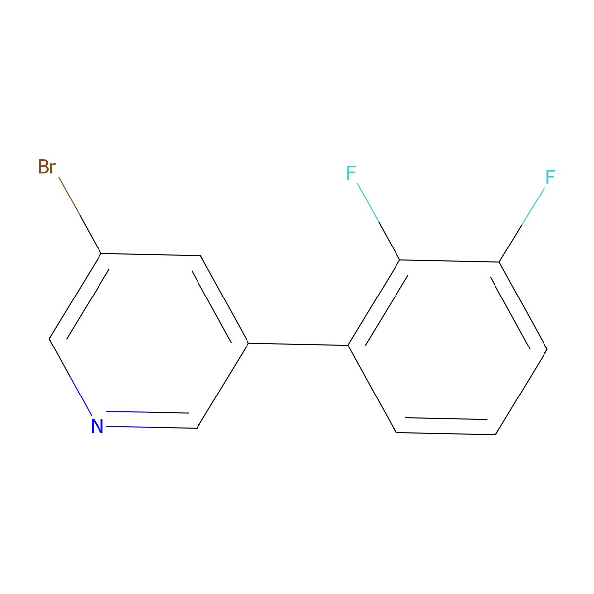 3-Bromo-5-(2,3-difluorophenyl)pyridine molecular structure, CAS 1070882-70-0
