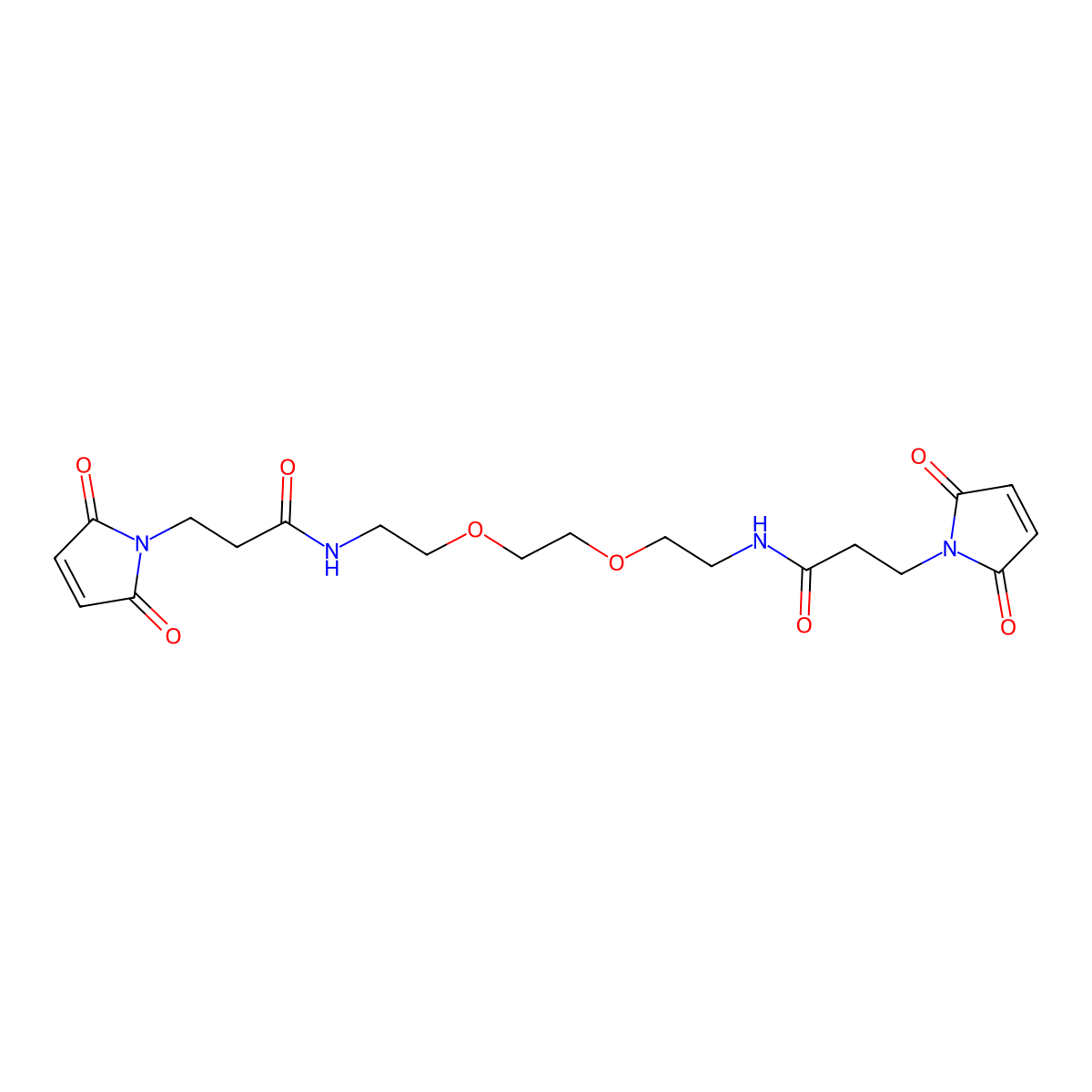 N,N'-((Ethane-1,2-diylbis(oxy))bis(ethane-2,1-diyl))bis(3-(2,5-dioxo-2,5-dihydro-1H-pyrrol-1-yl)propanamide) molecular structure, CAS 1070882-80-2