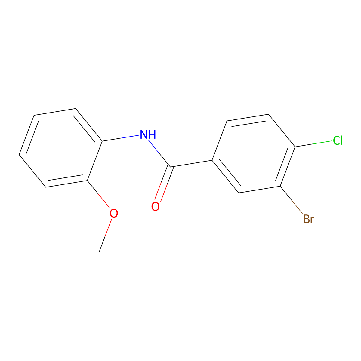 3-bromo-4-chloro-N-(2-methoxy-phenyl)-benzamide molecular structure, CAS 1070892-06-6