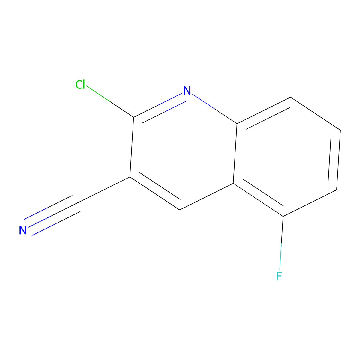 2-Chloro-5-fluoroquinoline-3-carbonitrile molecular structure, CAS 1070892-77-1