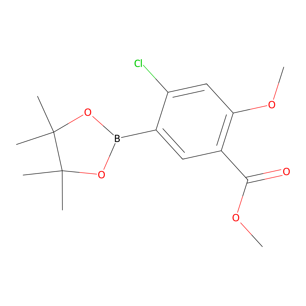 Methyl 4-chloro-2-methoxy-5-(4,4,5,5-tetramethyl-1,3,2-dioxaborolan-2-yl)benzoate molecular structure, CAS 1070892-90-8