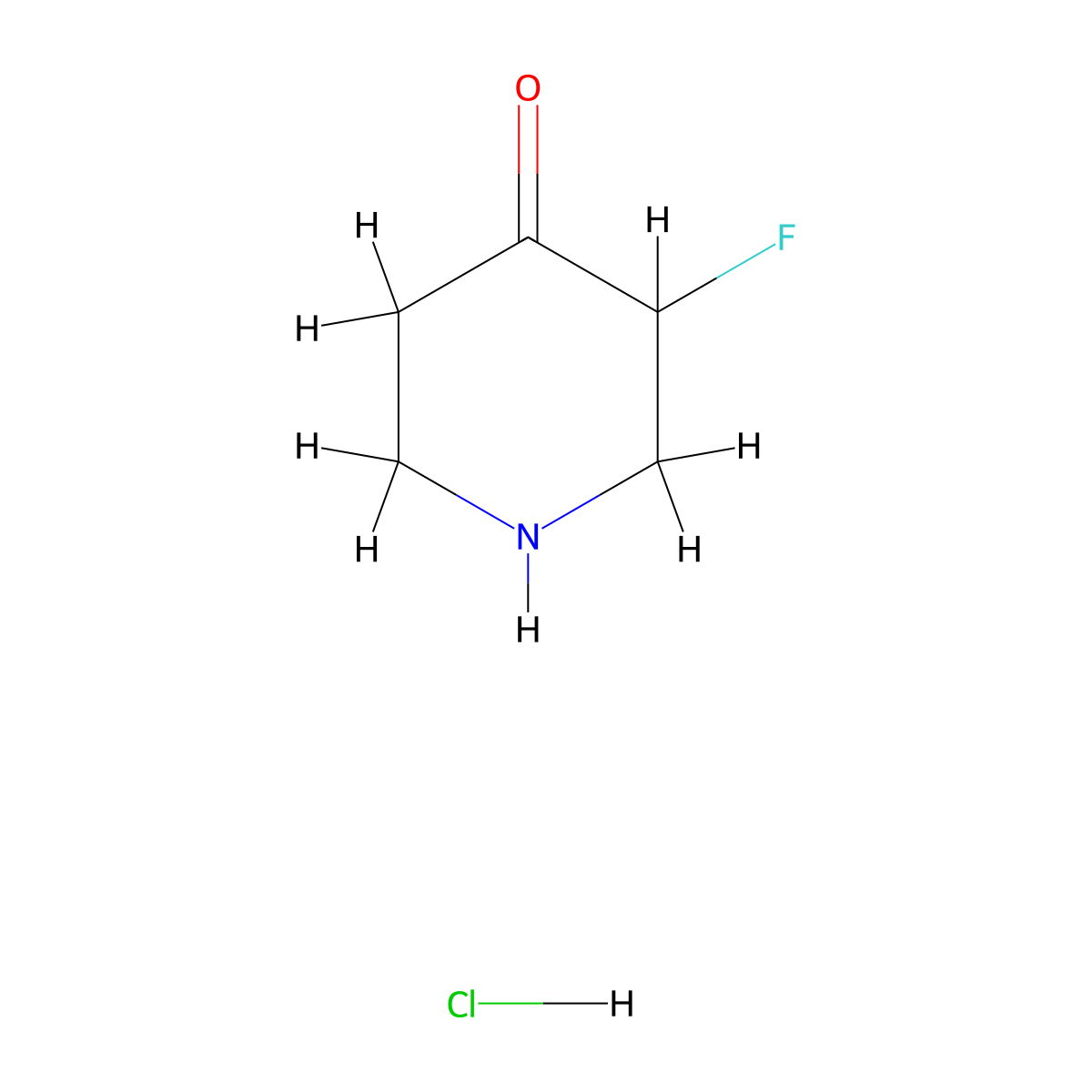 3-Fluoropiperidin-4-one hydrochloride molecular structure, CAS 1070896-59-1