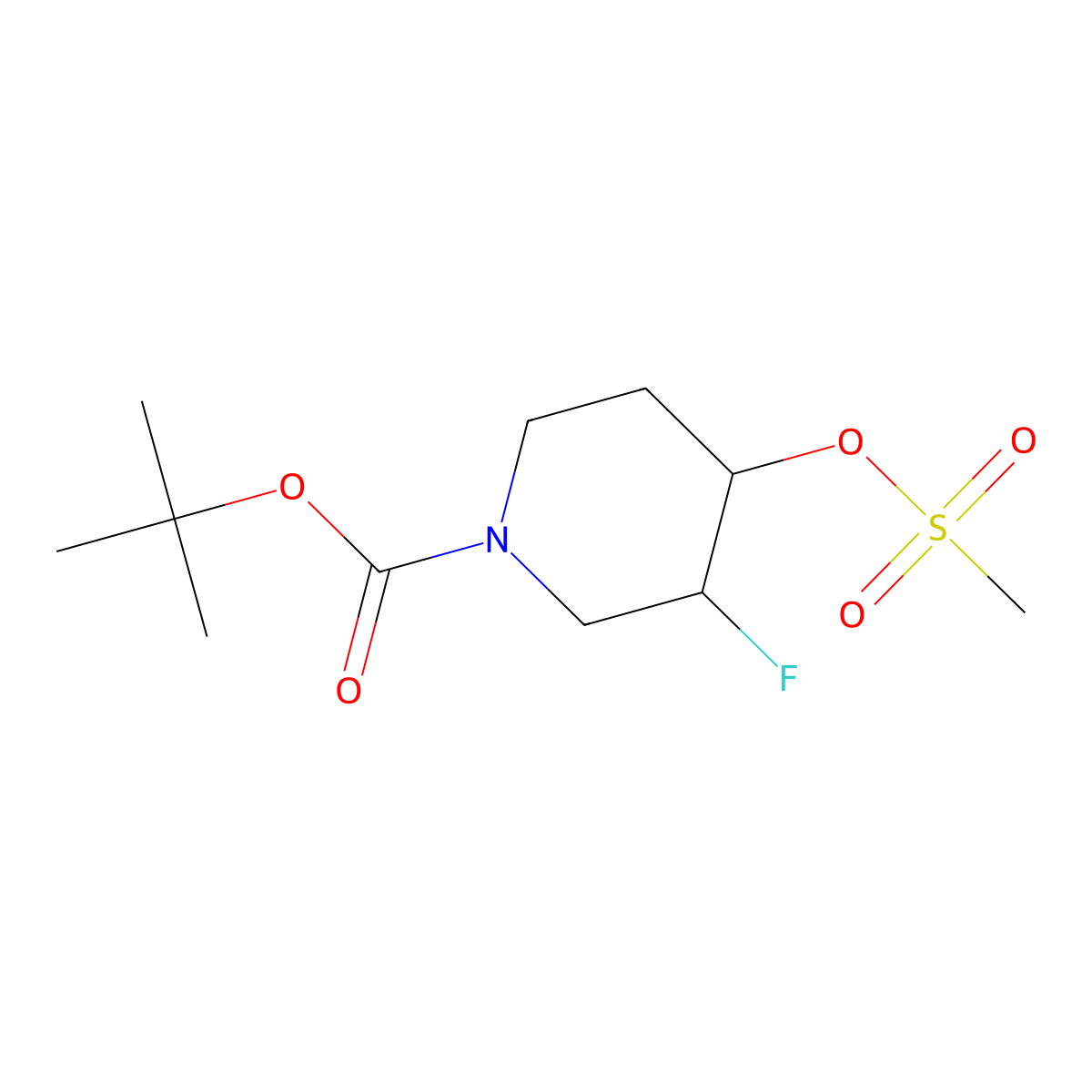 (3S,4S)-tert-Butyl 3-fluoro-4-((methylsulfonyl)oxy)piperidine-1-carboxylate molecular structure, CAS 1070896-84-2