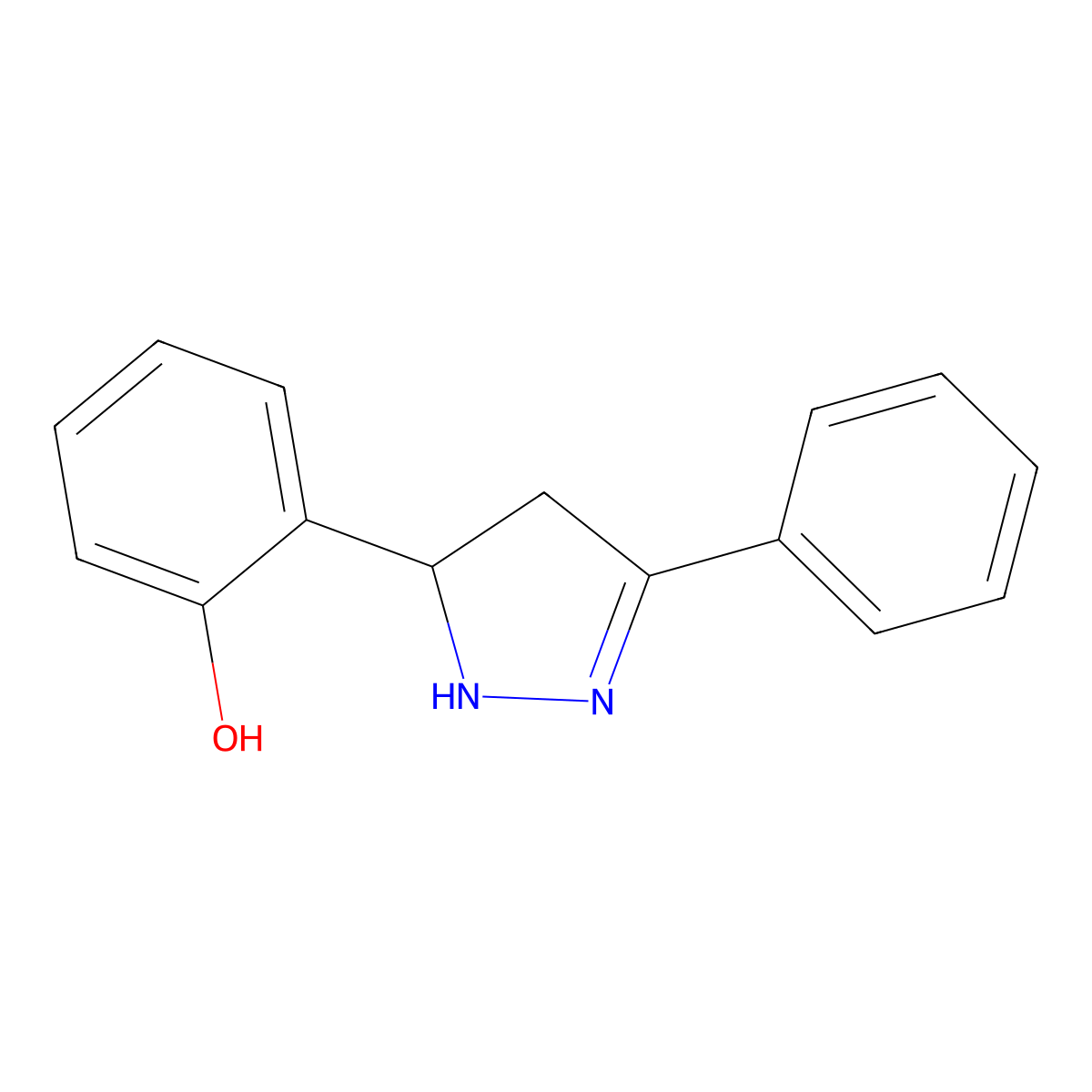 2-(3-phenyl-4,5-dihydro-1H-pyrazol-5-yl)phenol molecular structure, CAS 107095-39-6
