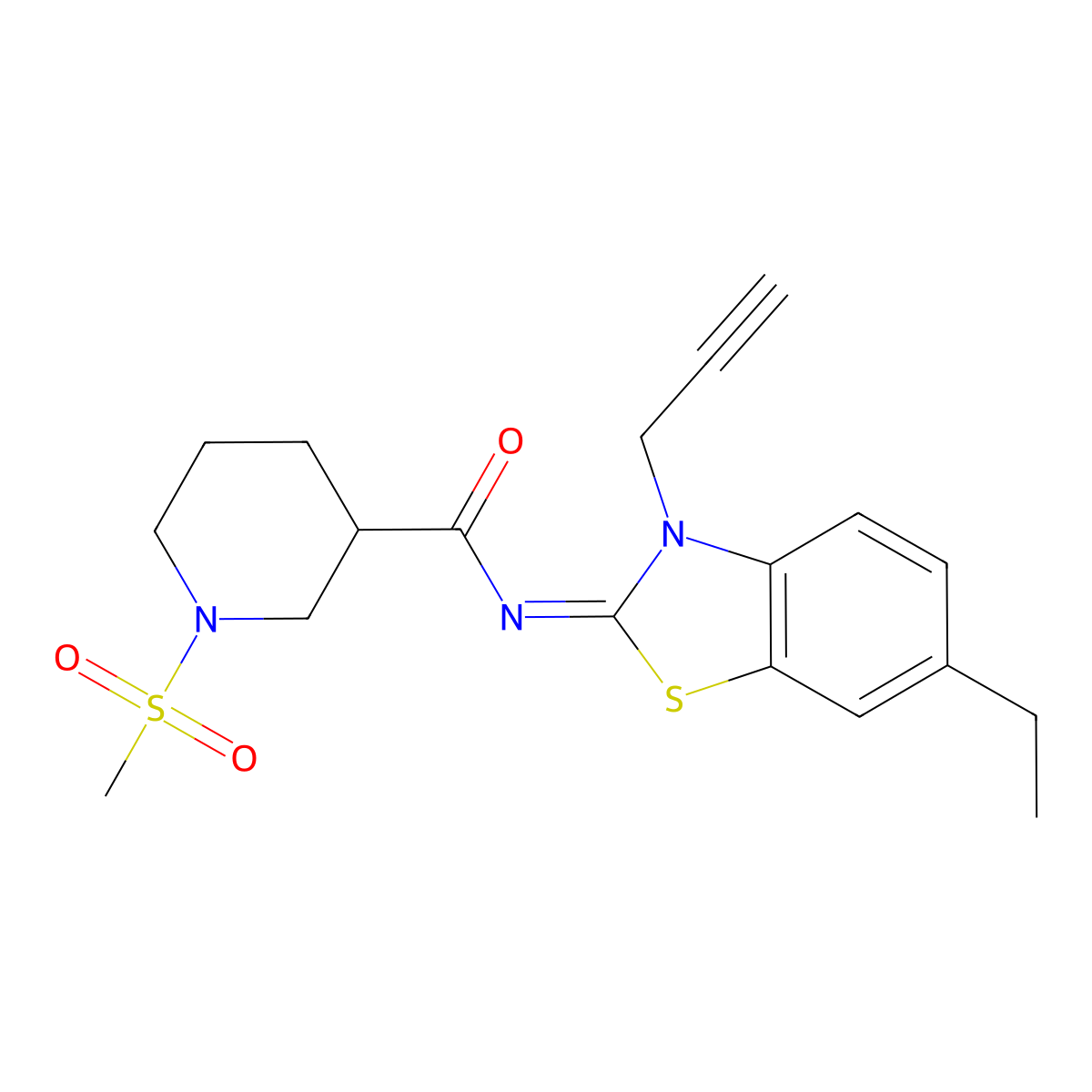 (Z)-N-(6-ethyl-3-(prop-2-yn-1-yl)benzo[d]thiazol-2(3H)-ylidene)-1-(methylsulfonyl)piperidine-3-carboxamide molecular structure, CAS 1070958-20-1