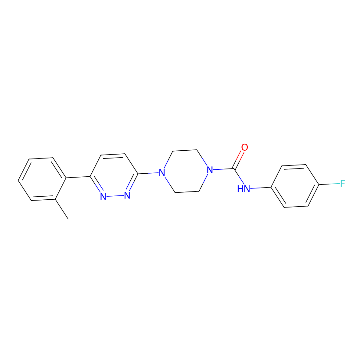 N-(4-fluorophenyl)-4-(6-(o-tolyl)pyridazin-3-yl)piperazine-1-carboxamide molecular structure, CAS 1070959-03-3
