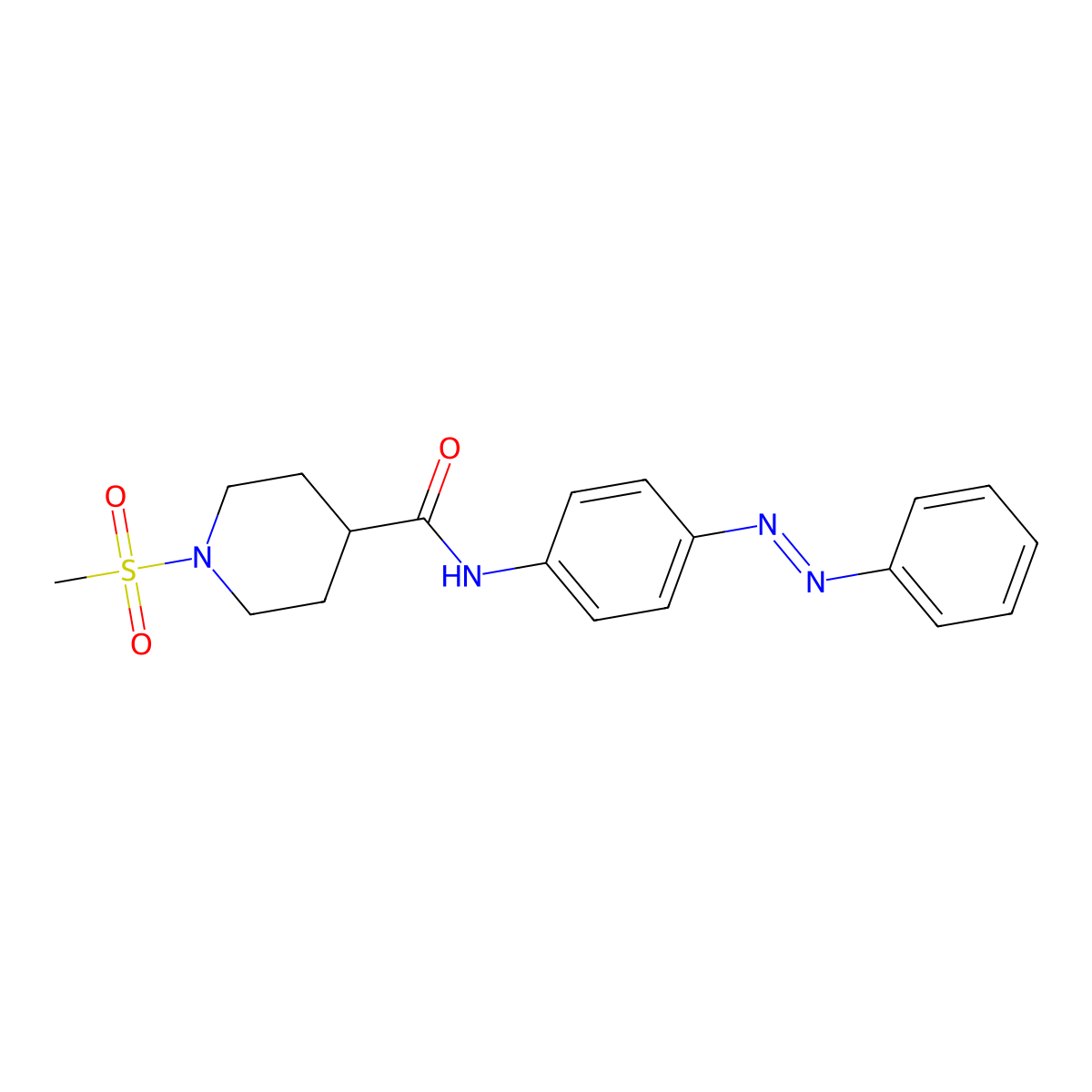 1-methanesulfonyl-N-{4-[(E)-2-phenyldiazen-1-yl]phenyl}piperidine-4-carboxamide molecular structure, CAS 1070959-27-1