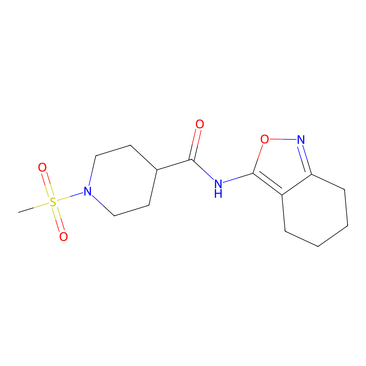 1-(methylsulfonyl)-N-(4,5,6,7-tetrahydrobenzo[c]isoxazol-3-yl)piperidine-4-carboxamide molecular structure, CAS 1070959-29-3