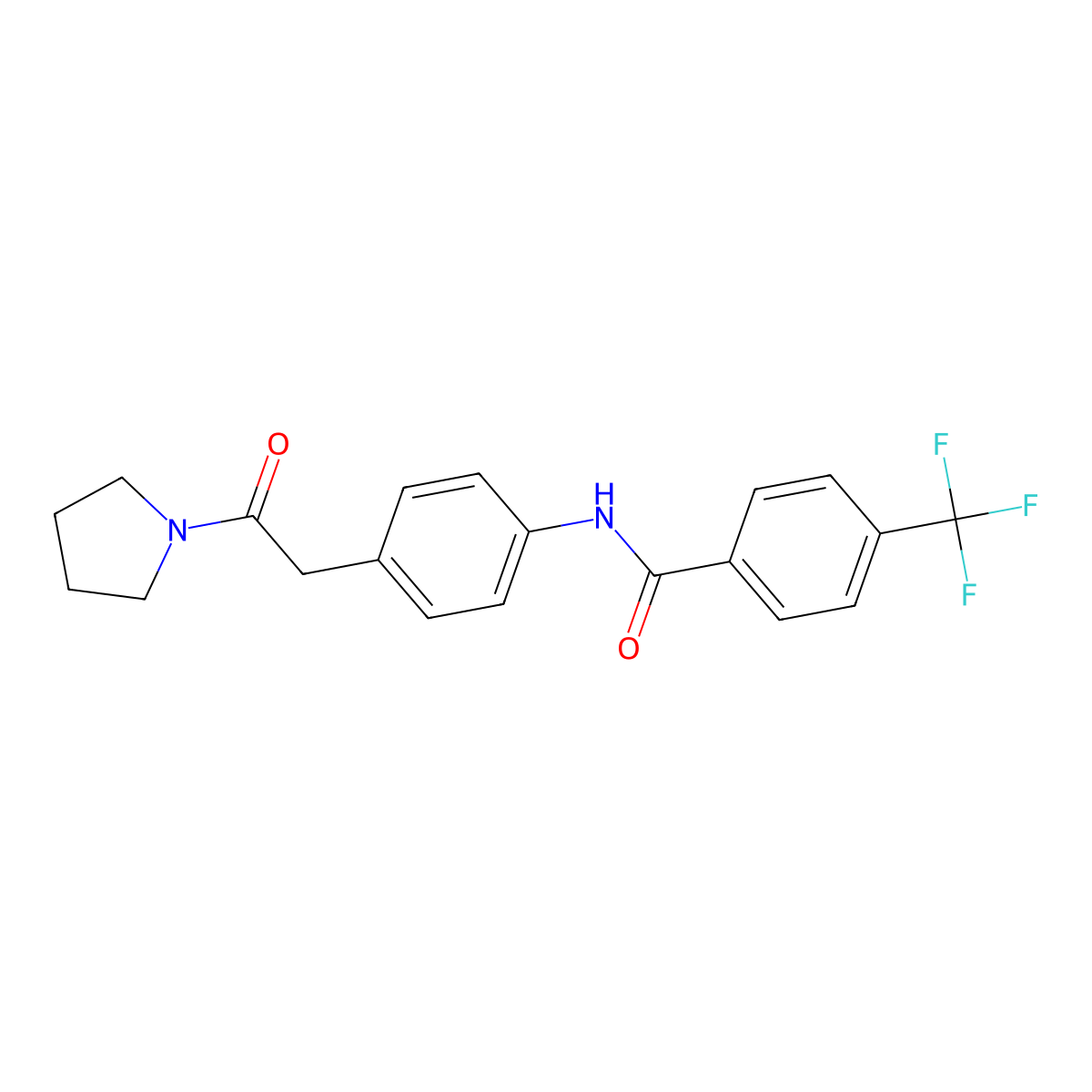 N-{4-[2-oxo-2-(pyrrolidin-1-yl)ethyl]phenyl}-4-(trifluoromethyl)benzamide molecular structure, CAS 1070959-46-4